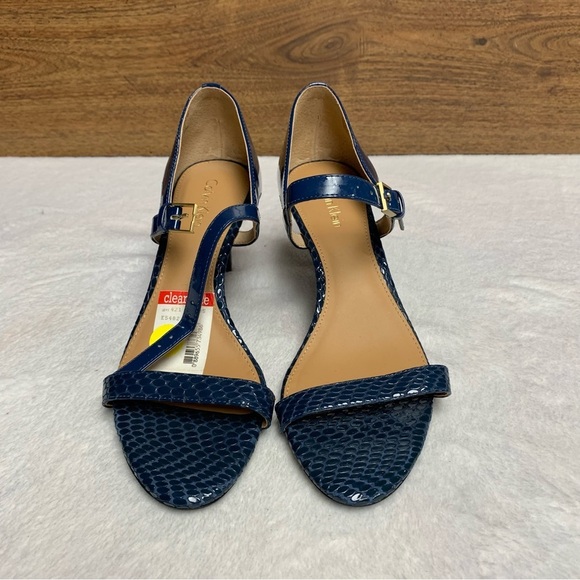 Calvin Klein blue strappy 3 inch heels shoes size 6 Lugina style NWOB - Picture 2 of 10